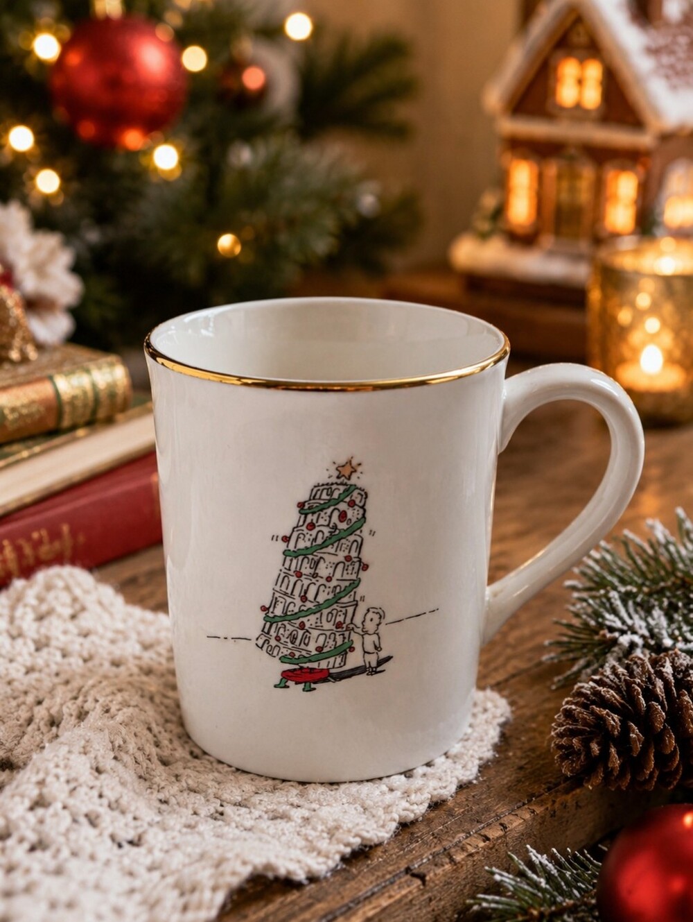 Merry Masterpieces Dayton Hudson Leaning Tower of Pisa Christmas Mug Vintage